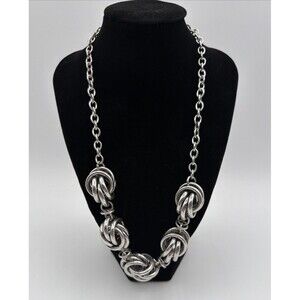 Plunder Silver Tone Chunky Knot Link Statement Necklace Heavy